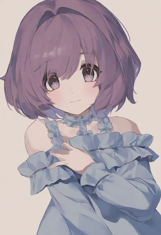 masterpiece, best quality, general, off-shoulder dress, 1girl, solo, upper body, simple background — by k3scat, made with ComfyUI