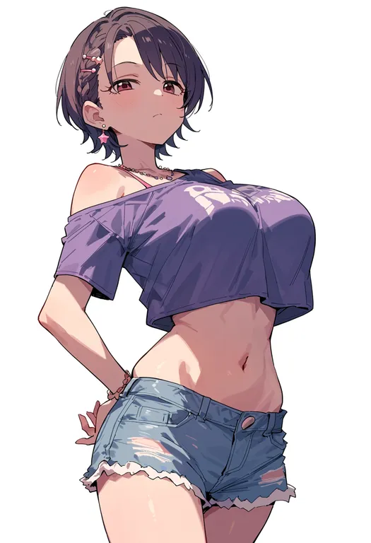 masterpiece, best quality, score_7, safe, idolmaster cinderella girls starlight stage, solo, simple background — by k3scat, made with ComfyUI