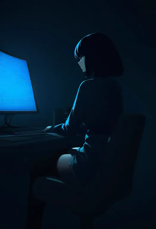 masterpiece, best quality, newest, absurdres, highres, safe, monitor, 1girl, solo, simple_background — by k3scat, made with ComfyUI