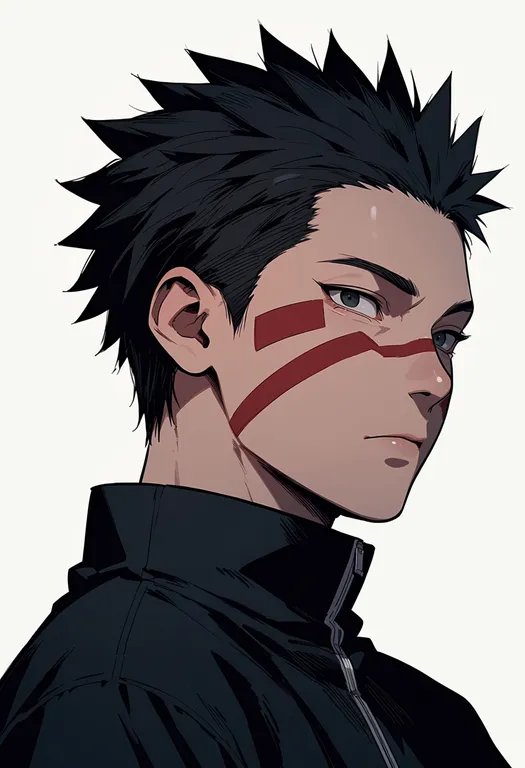 masterpiece, best quality, score_7, safe, naruto (series), solo, portrait, simple background — by k3scat, made with ComfyUI