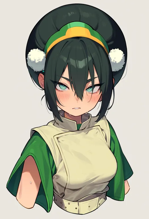 masterpiece, best quality, score_7, safe, toph beifong, solo, upper body, simple background — by k3scat, made with ComfyUI