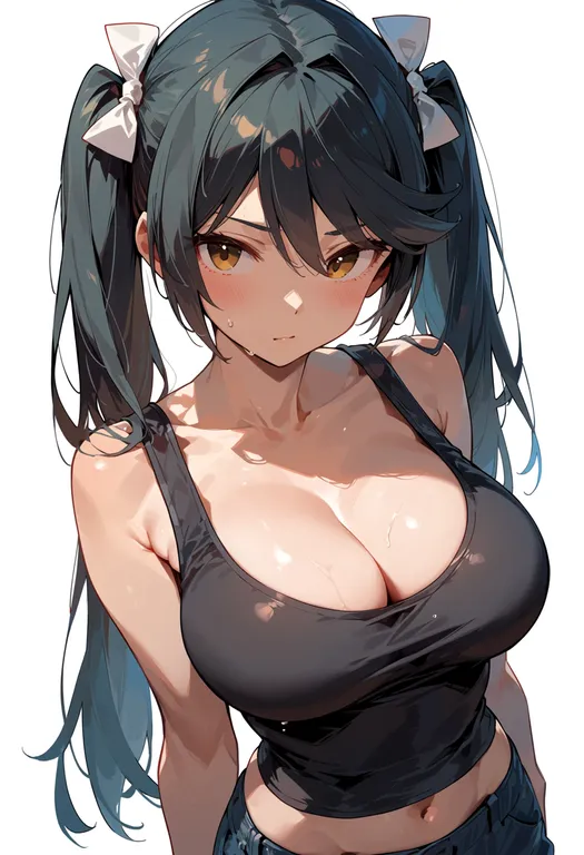 masterpiece, best quality, score_7, safe, isuzu (kancolle), solo, upper body, simple background — by k3scat, made with ComfyUI