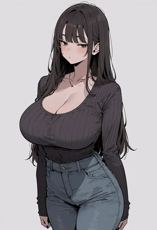 masterpiece, best quality, score_7, safe, muted color, 1girl, solo, simple background — by k3scat, made with ComfyUI