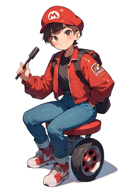 masterpiece, best quality, score_7, safe, mario kart world, solo, simple background — by k3scat, made with ComfyUI