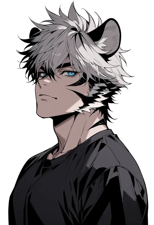 masterpiece, best quality, score_7, safe, wild tiger, solo, upper body, simple background — by k3scat, made with ComfyUI