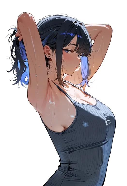 masterpiece, best quality, score_7, safe, water, 1girl, solo, upper body, simple background — by k3scat, made with ComfyUI