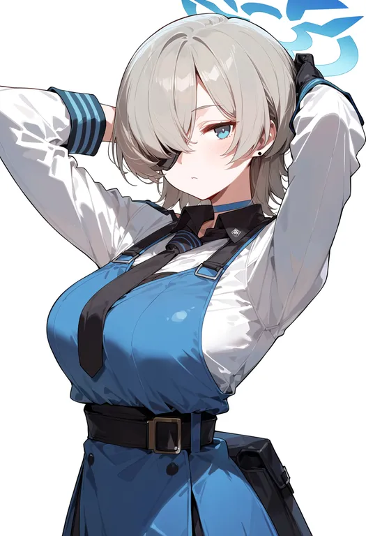 masterpiece, best quality, score_7, safe, suou (blue archive), blue archive, solo, upper body, simple background — by k3scat, made with ComfyUI