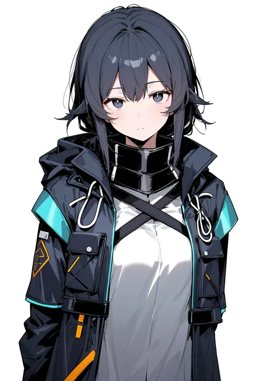 masterpiece, best quality, score_7, safe, female doctor (arknights), arknights, solo, upper body, simple background — by k3scat, made with ComfyUI