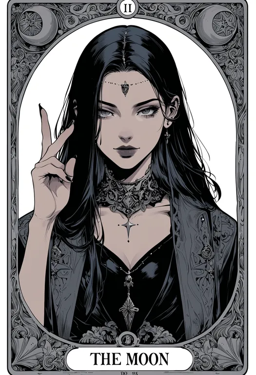 masterpiece, best quality, score_7, safe, the moon (tarot), 1girl, solo, upper body, simple background — by k3scat, made with ComfyUI