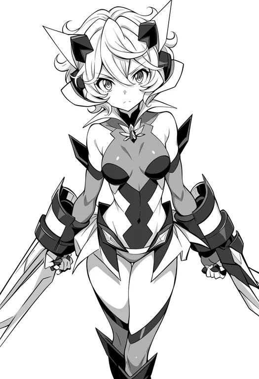 masterpiece, best quality, score_7, safe, senki zesshou symphogear, solo, simple background — by k3scat, made with ComfyUI