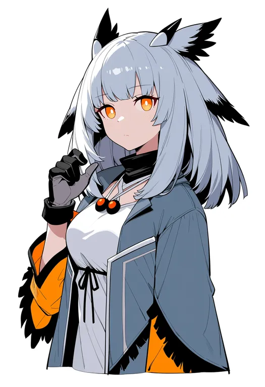 masterpiece, best quality, score_7, safe, ptilopsis (arknights), arknights, solo, upper body, simple background — by k3scat, made with ComfyUI