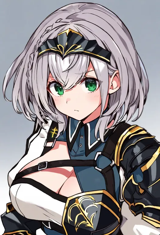 masterpiece, best quality, general, shirogane noel, hololive, solo, upper body, simple background — by k3scat, made with ComfyUI
