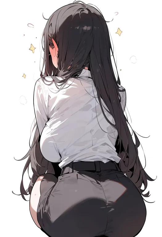 masterpiece, best quality, score_7, safe, ear blush, 1girl, solo, simple background — by k3scat, made with ComfyUI