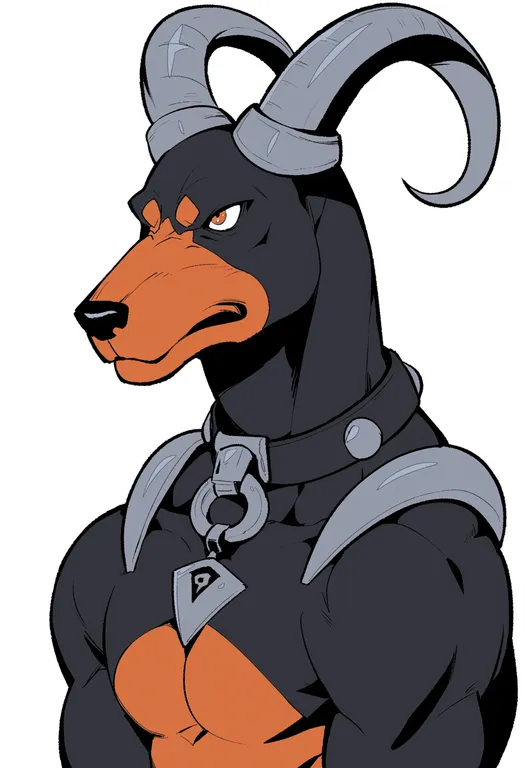 masterpiece, best quality, score_7, safe, houndoom, solo, upper body, simple background — by k3scat, made with ComfyUI
