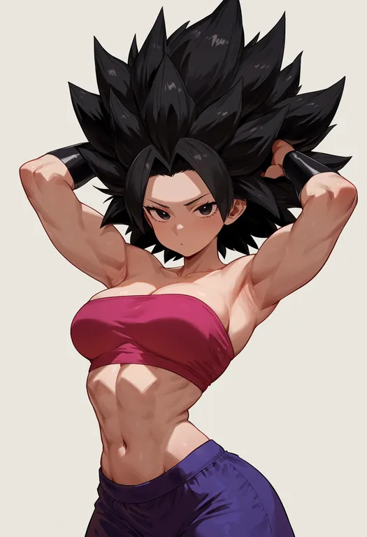 masterpiece, best quality, score_7, safe, caulifla, solo, upper body, simple background — by k3scat, made with ComfyUI