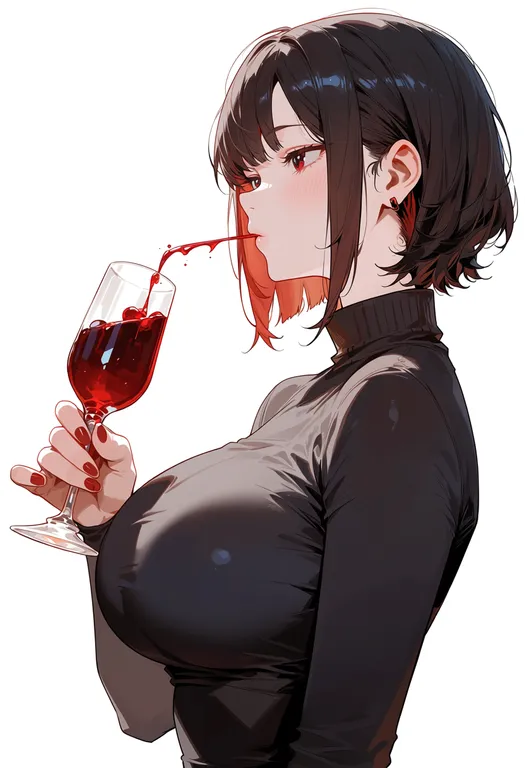 masterpiece, best quality, score_7, safe, cupping glass, 1girl, solo, upper body, simple background — by k3scat, made with ComfyUI