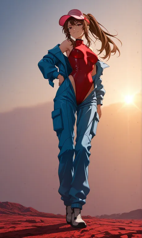 masterpiece, best quality, absurdres, newest, highres, 1girl, solo, brown hair, long hair, ponytail, pink cap, visor… — by Nick man, made with ComfyUI