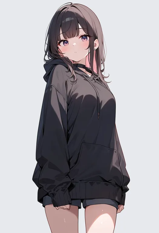 masterpiece, best quality, score_7, safe, light blush, 1girl, solo, simple background — by k3scat, made with ComfyUI