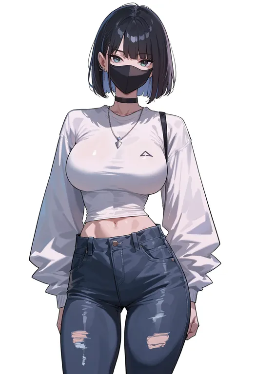 masterpiece, best quality, score_7, safe, shiny, 1girl, solo, simple background — by k3scat, made with ComfyUI