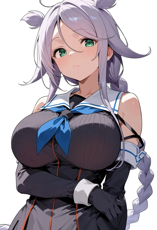 masterpiece, best quality, score_7, safe, umikaze (kancolle), solo, upper body, simple background — by k3scat, made with ComfyUI