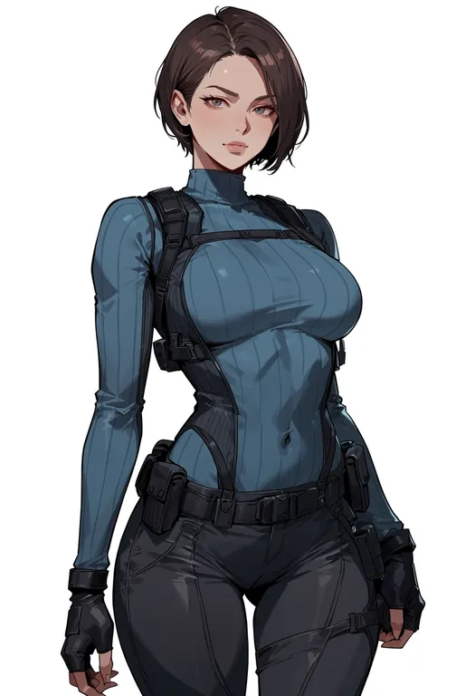 masterpiece, best quality, score_7, safe, resident evil 1, solo, simple background — by k3scat, made with ComfyUI