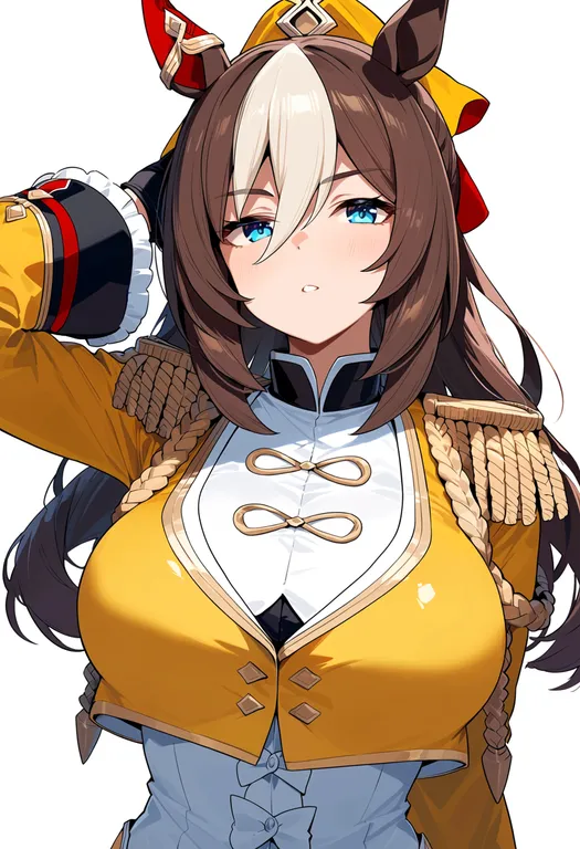 masterpiece, best quality, score_7, safe, durandal (umamusume), umamusume, solo, upper body, simple background — by k3scat, made with ComfyUI