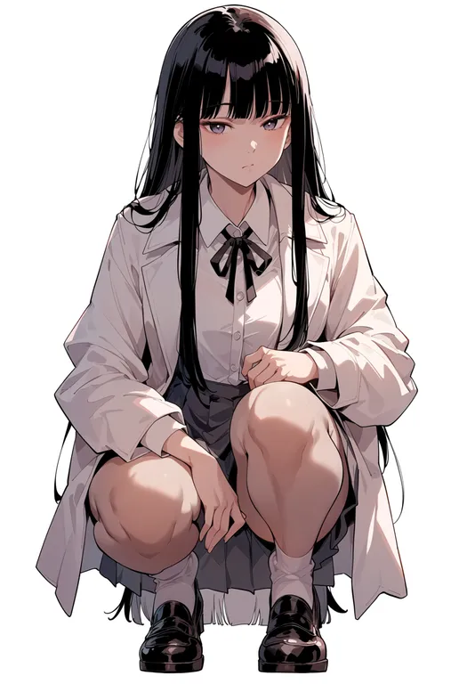 masterpiece, best quality, score_7, safe, sharin no kuni himawari no shoujo, solo, simple background — by k3scat, made with ComfyUI