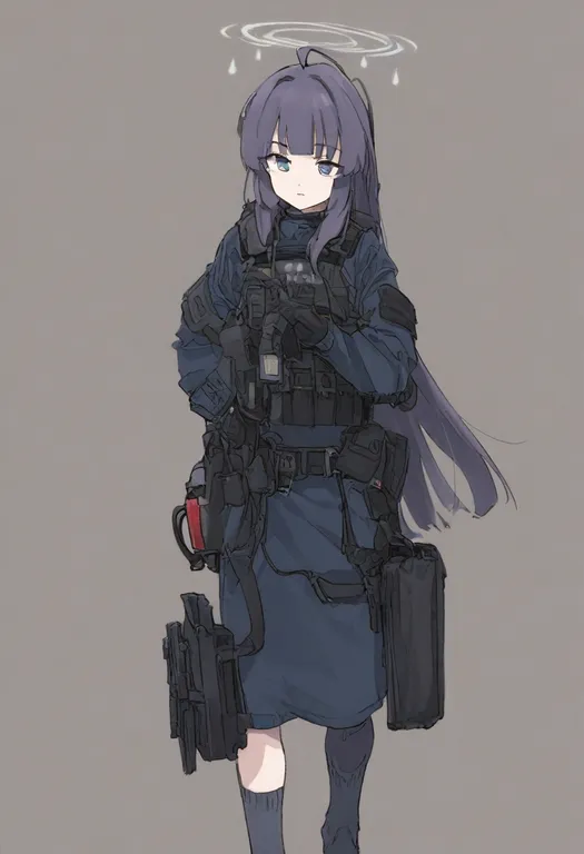 masterpiece, best quality, general, walkie-talkie, 1girl, solo, simple background — by k3scat, made with ComfyUI