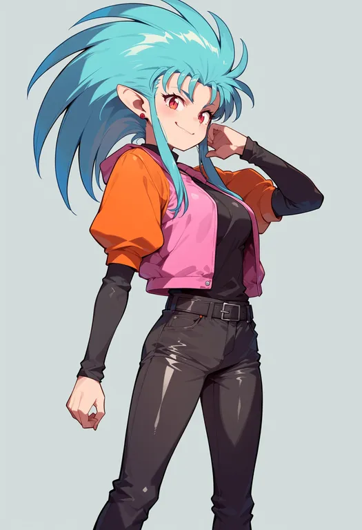 masterpiece, best quality, score_7, safe, tenchi muyou!, solo, simple background — by k3scat, made with ComfyUI