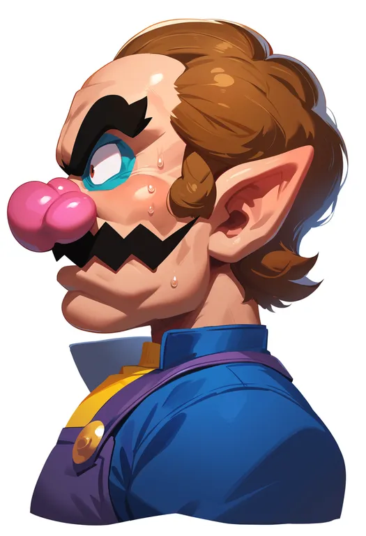 masterpiece, best quality, score_7, safe, wario, solo, upper body, simple background — by k3scat, made with ComfyUI