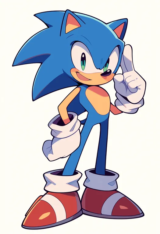 masterpiece, best quality, score_7, safe, sonic the hedgehog (classic), solo, simple background — by k3scat, made with ComfyUI