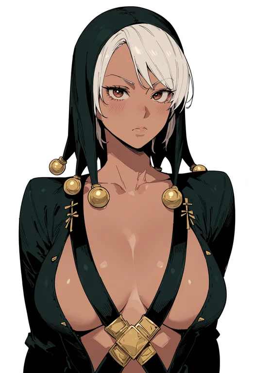 masterpiece, best quality, score_7, safe, risotto nero, solo, upper body, simple background — by k3scat, made with ComfyUI