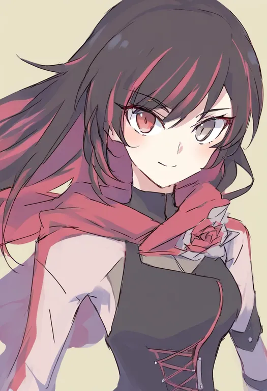 masterpiece, best quality, general, neopolitan (rwby), rwby, solo, upper body, simple background — by k3scat, made with ComfyUI