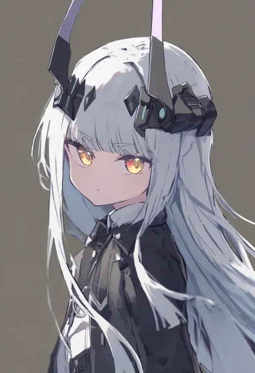 masterpiece, best quality, general, mechanical horns, 1girl, solo, simple background — by k3scat, made with ComfyUI