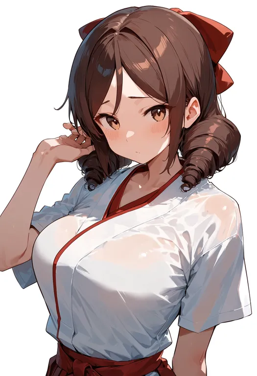 masterpiece, best quality, score_7, safe, harukaze (kancolle), solo, upper body, simple background — by k3scat, made with ComfyUI