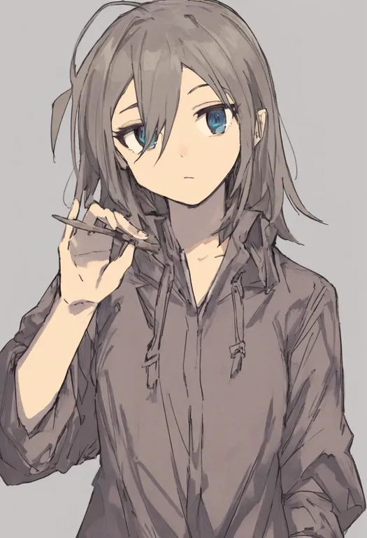 masterpiece, best quality, general, sleeves pushed up, 1girl, solo, upper body, simple background — by k3scat, made with ComfyUI