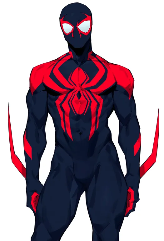 masterpiece, best quality, score_7, safe, spider boy, 1boy, solo, simple background — by k3scat, made with ComfyUI