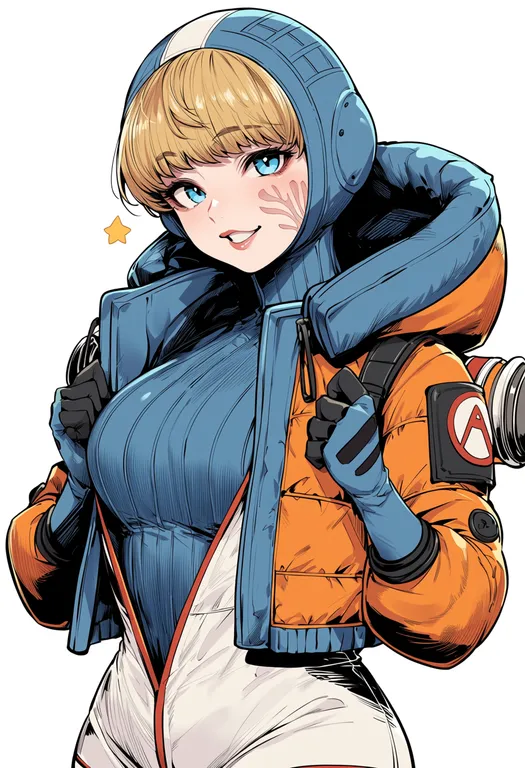 masterpiece, best quality, score_7, safe, wattson (apex legends), apex legends, solo, upper body, simple background — by k3scat, made with ComfyUI