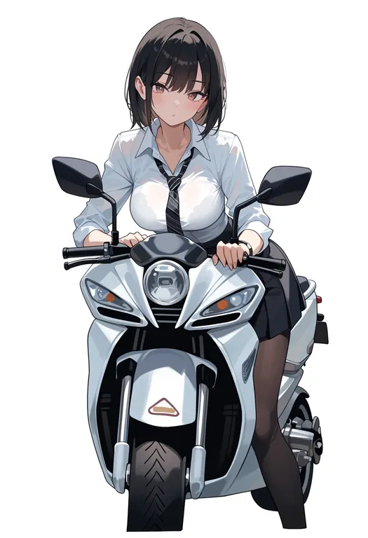 masterpiece, best quality, score_7, safe, motor vehicle, 1girl, solo, simple background — by k3scat, made with ComfyUI