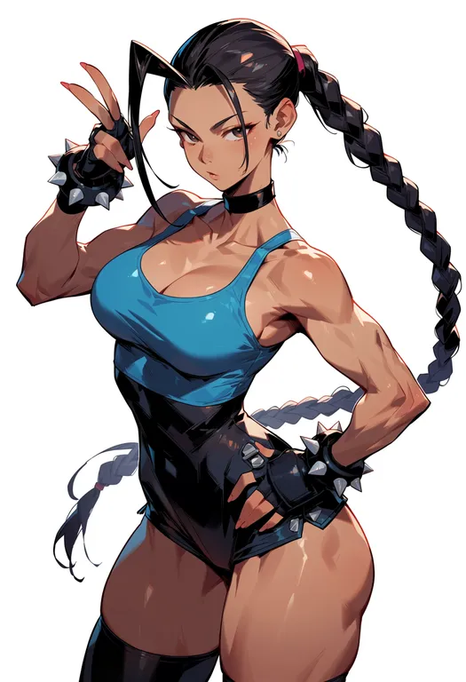 masterpiece, best quality, score_7, safe, street fighter ex (series), solo, simple background — by k3scat, made with ComfyUI