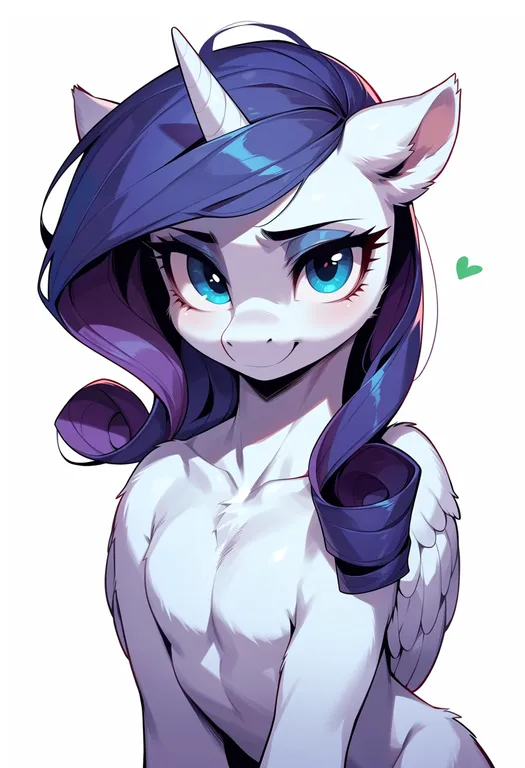 masterpiece, best quality, score_7, safe, rarity (my little pony), my little pony, solo, upper body, simple background — by k3scat, made with ComfyUI