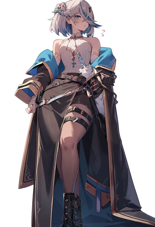 masterpiece, best quality, score_7, safe, pixiv fantasia, solo, simple background — by k3scat, made with ComfyUI