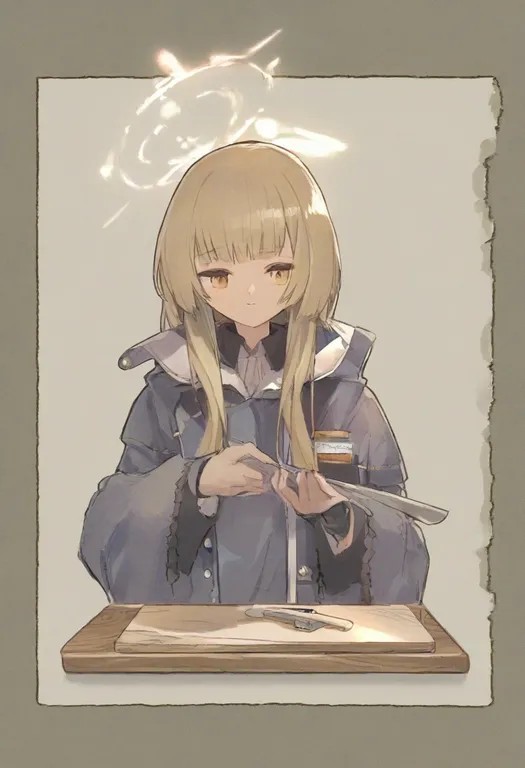 masterpiece, best quality, general, cutting board, 1girl, solo, upper body, simple background — by k3scat, made with ComfyUI