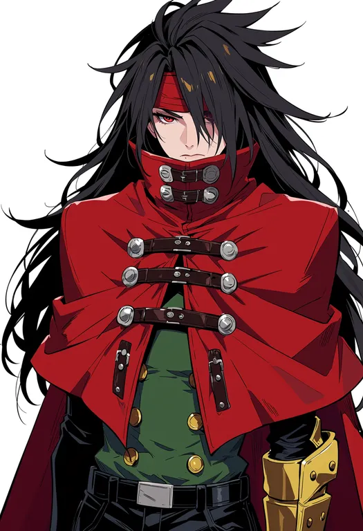 masterpiece, best quality, score_7, safe, vincent valentine, solo, upper body, simple background — by k3scat, made with ComfyUI