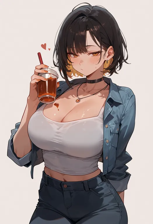 masterpiece, best quality, score_7, safe, sauce, 1girl, solo, upper body, simple background — by k3scat, made with ComfyUI