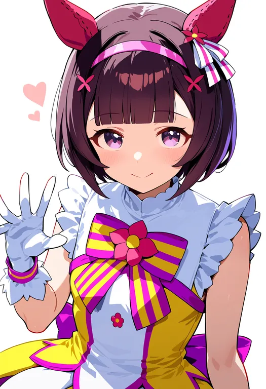 masterpiece, best quality, score_7, safe, nishino flower (umamusume), umamusume, solo, upper body, simple background — by k3scat, made with ComfyUI