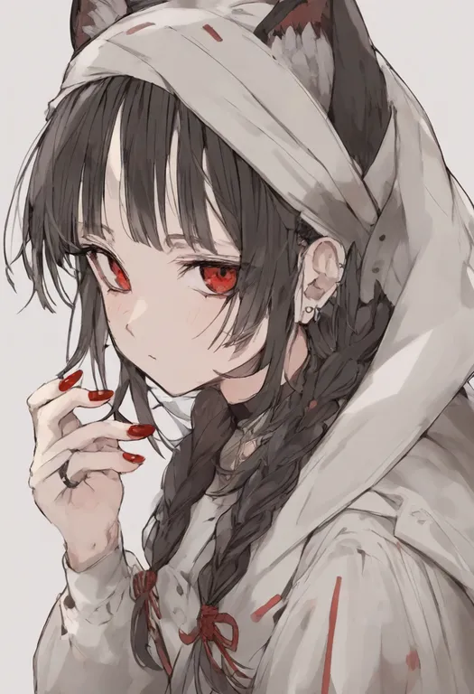 masterpiece, best quality, general, red nails, 1girl, solo, simple background — by k3scat, made with ComfyUI