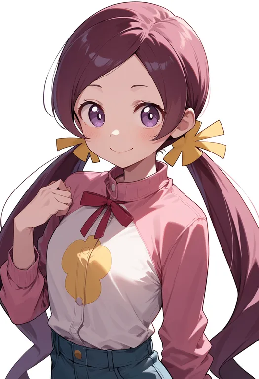masterpiece, best quality, score_7, safe, hanasaki tsubomi, solo, upper body, simple background — by k3scat, made with ComfyUI