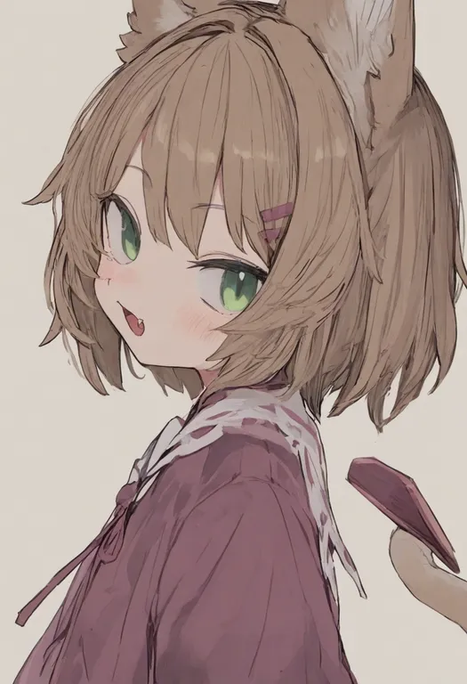 masterpiece, best quality, general, fang, 1girl, solo, simple background — by k3scat, made with ComfyUI