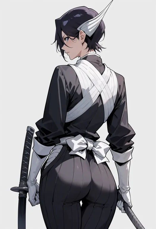 masterpiece, best quality, score_7, safe, bleach: sennen kessen-hen, solo, simple background — by k3scat, made with ComfyUI